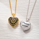 Collar con medallón de corazón y girasol personalizado con dos fotos y texto regalo de Navidad cumpleaños y Día de la Madre para mujeres