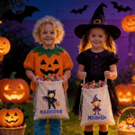 Personalized Halloween Cartoon Character Drawstring Bag with Name Halloween Party Gift for Kids