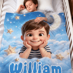 Personalized Starry Sky 3D-Style Design Photo Soft Throw Blanket with Name Home Decor Birthday Gift for Kids Students