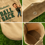 Personalized Cartoon Character Photo Golf Ball Bag Sack with Name Golf Field Accessories Funny Birthday Gift for Golfer Golf Player