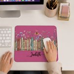 Personalized Colorful Floral Books Non-Slip Mouse Pad Desk Mat with Name Daily Use Birthday Housewarming Gift for Book Lover Bookworm