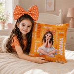 Personalized Cartoon Character Photo Design Multicolour Throw Pillow Cover with Name Home Decor Baby Shower Birthday Gift for Kids Boys Girls