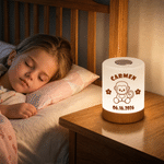 Personalised Animal Dimmable Touch Control USB Rechargeable Night Light with Name and Date Bedroom Decor Daily Use Birthday Anniversary Gift for Kids
