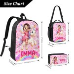 Personalized Unicorn Dinosaur Cartoon Character Backpack Lunch Bag Pencil Case Set with Name Back to School Birthday Gift for Boys Girls
