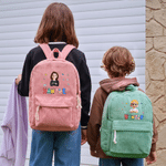 Personalised Colourful Cartoon Character Lightweight Corduroy Backpack with Name Back to School Birthday Gift for Kid