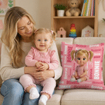 Personalized Cartoon Character Photo Design Multicolour Throw Pillow Cover with Name Home Decor Baby Shower Birthday Gift for Kids Boys Girls