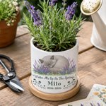 Personalised Pet Photo Flower Ceramic Plant Pot with Name Year and Bamboo Base Home Decor Memorial Gift for Pet Owner