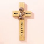 Wood Blessing Cross First Communion Baptism for Children