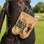 Personalized Cartoon Character Photo Golf Ball Bag Sack with Name Golf Field Accessories Funny Birthday Gift for Golfer Golf Player