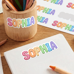 Personalized Colorful Checkered Polka Dots Oil Painting Style Name Sticker Daily Use Back to School Birthday Gift for Kid Student