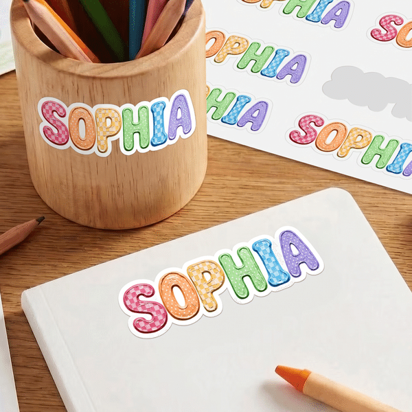 Personalized Colorful Oil Painting Style Name Sticker Daily Use Back to School Birthday Gift for Kid Student