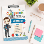 Personalized Cartoon Teacher Character Acrylic Clipboard with Text and Low Profile Clip Teacher's Day Appreciation Back to School Gift for Teachers