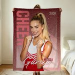 Personalized Cheer Glitter Star Photo Fleece Throw Blanket with Name & Year, Birthday & Anniversary Gift for Cheerleader Friend