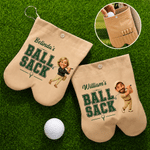 Personalized Cartoon Character Photo Golf Ball Bag Sack with Name Golf Field Accessories Funny Birthday Gift for Golfer Golf Player