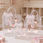 Personalised Ballerina Girl Bow Reusable Transparent Gift Bag with Name and Ribbon Daily Use Birthday Gift for Girl Ballet Lover