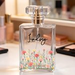 Personalized Watercolor Birth Flower Refillable Perfume Bottle with Name Travel Atomizer Bridal Party Keepsake Birthday Gift for Woman Bride Bestie