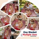 Personalized Cheer Glitter Star Photo Fleece Throw Blanket with Name & Year, Birthday & Anniversary Gift for Cheerleader Friend