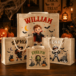 Personalized Halloween Cartoon Character Design Large Capacity Jute Bag with Name Halloween Gift for Friends