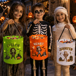 Personalized Halloween Theme Photo Cartoon Character LED Light Bucket Bag with Name Halloween Trick or Treat Activity Gift for Boys Girls