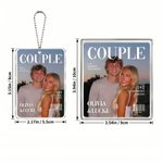 Personalized Magazine-Style Couple Photo Fridge Magnet Hanging Ornament with Title Date and Name Anniversary Birthday Gift for Couple Newlyweds