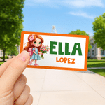 Personalised Cute Cartoon Boy Girl Water Proof Multicolour Border Stickers Labels with Name Set of 20 Back to School Birthday Gift for Kids