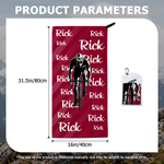 Personalized Cyclist Silhouette Quick Drying Sports Towel with Name and Lanyard Outdoor Essential Club Game Day Gift for Biker Sport Lover