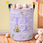 Personalized Classic Winnie the Pooh Waterproof Large Capacity Storage Basket with Name and Initial Baby Shower Birthday Gift for Kid Family