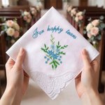 Personalised Embroidered Flower 100% Cotton Wedding Butterfly Handkerchief with Text Bridal Shower Wedding Gift for Bride