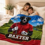 Personalised Ball Sports Pet Photo Soft Throw Blanket with Name and Number Home Decor Pet Party Birthday Gift for Pet Owners Pet Lovers