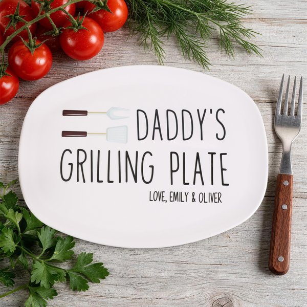 Personlig grillplate til pappa med tekst og stativ – grilldekorasjon og bursdagsgave til pappa