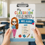 Personalized Cartoon Teacher Character Acrylic Clipboard with Text and Low Profile Clip Teacher's Day Appreciation Back to School Gift for Teachers