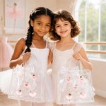 Personalised Ballerina Girl Bow Reusable Transparent Gift Bag with Name and Ribbon Daily Use Birthday Gift for Girl Ballet Lover