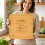 Personalised Wreath Frame Bible Verse Bamboo Charcuterie Chopping Board with Drawer and Engraved Text Housewarming Anniversary Gift for Family