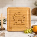 Personalised Wreath Frame Bible Verse Bamboo Charcuterie Chopping Board with Drawer and Engraved Text Housewarming Anniversary Gift for Family