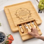 Personalised Wreath Frame Bible Verse Bamboo Charcuterie Chopping Board with Drawer and Engraved Text Housewarming Anniversary Gift for Family