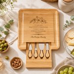 Personalised Wreath Frame Bible Verse Bamboo Charcuterie Chopping Board with Drawer and Engraved Text Housewarming Anniversary Gift for Family