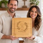 Personalised Wreath Frame Bible Verse Bamboo Charcuterie Chopping Board with Drawer and Engraved Text Housewarming Anniversary Gift for Family