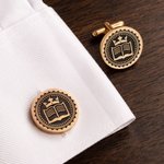 Personalized College Logo Stainless Steel Cufflinks with Name Formal Wear Graduation Gift for Graduates College Students