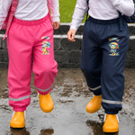 Personalized Cartoon Animal Mudproof Waterproof Kid Rain Pants with Name and Reflective Strips Outdoor Use Back to School Gift for Kids Students