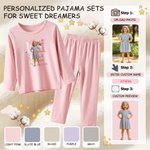 Personalized Unique Cartoon Boy Girl Photo 100% Cotton Soft Kid Pajama Set with Name Daily Outfit Back to School Birthday Gift for Kids