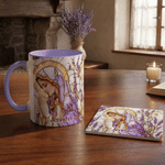 Personalised Virgin Mary Lavender 11 oz 15 oz Ceramic Mug with Name Daily Use Religious Baptism Birthday Gift for Christian Woman