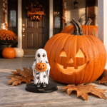 Personalized Creative Photo to 3D Halloween Theme Figurine Statue Ornament with Text Office Desk Decoration Halloween Gift for Family Friends