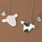Personalized Cow Head Pendant Design Necklace with Initial Tag Dainty Jewelry Daily Wear Anniversary Birthday Gift for Western Cowgirl Cowboy
