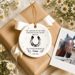 Personalized No Longer By My Side Forever In My Heart Watercolor Pet Photo Ceramic Ornament with Name and Year Sympathy Gift for Pet Owners