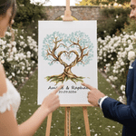 Personalised Watercolour Fingerprint Tree Canvas Prints with Name and Date Guest Book Use Ship from USA Wedding Gift for Bride Groom Newlywed