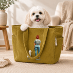 Personalized Dog Owner Back View Large Capacity Corduroy Tote Bag with Name Travel Essential Birthday Gift for Women Pet Lovers
