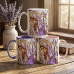 Personalised Virgin Mary Lavender 11 oz 15 oz Ceramic Mug with Name Daily Use Religious Baptism Birthday Gift for Christian Woman