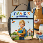 Personalized Cartoon Character Photo Insulated Lunch Bag with Name Daily Travel Back to School Birthday Gift for Kids Students