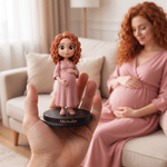Personalised Creative Photo to 3D Cartoon Pregnant Woman Statue Ornament with Text Office Desk Decoration Birthday Gift for New Mum