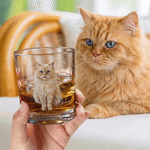 Personalized Oil Painting Style Dog Cat Photo 10 oz Whiskey Glass with Name Birthday Gift for Pet Lovers Wine Lovers